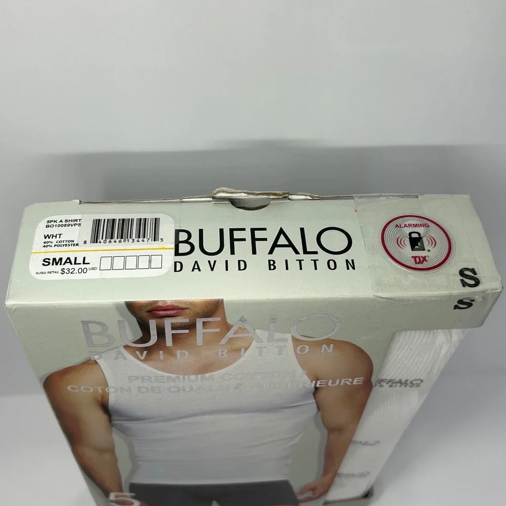Buffalo David Bitton Mens 5 Pack Rib Tanks White Premium Cotton Shirt Small New
